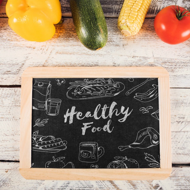 Healthy Food Mockup With Slate Psd