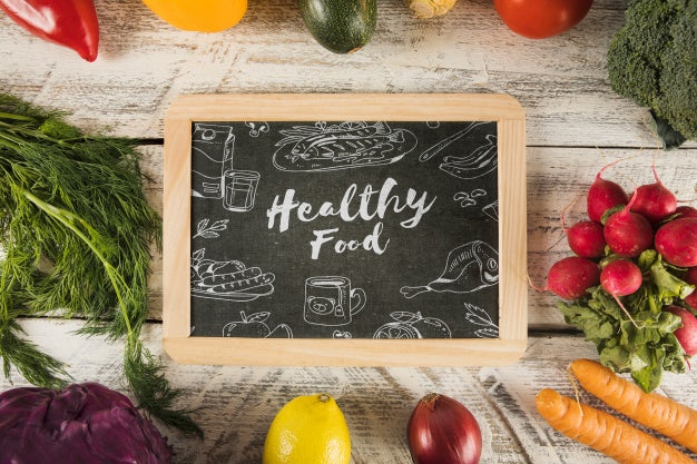 Healthy Food Mockup With Slate Psd