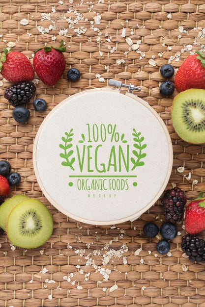 Healthy Fruits Mock-Up On Desk Psd