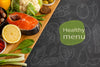 Healthy Menu Concept With Fish And Veggies Psd