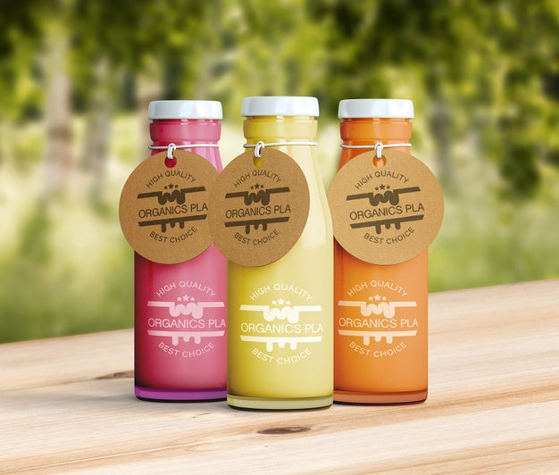 Healthy Smoothies On Wooden Table Mock-Up Psd