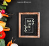 Healthy Vegetables Mockup With Slate Psd