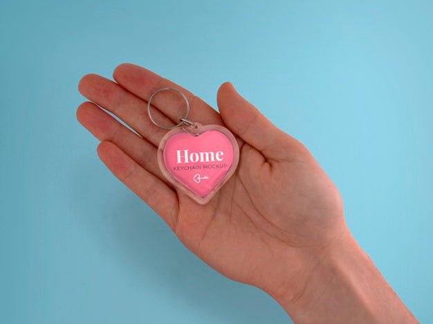 Heart Keychain Mockup Psd