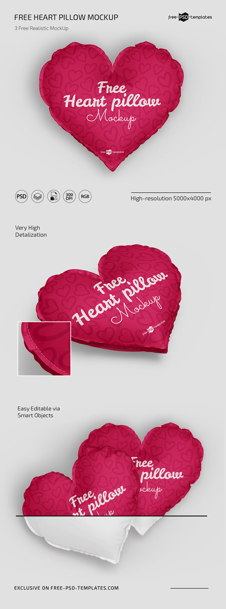 Heart Pillow Mockup Set