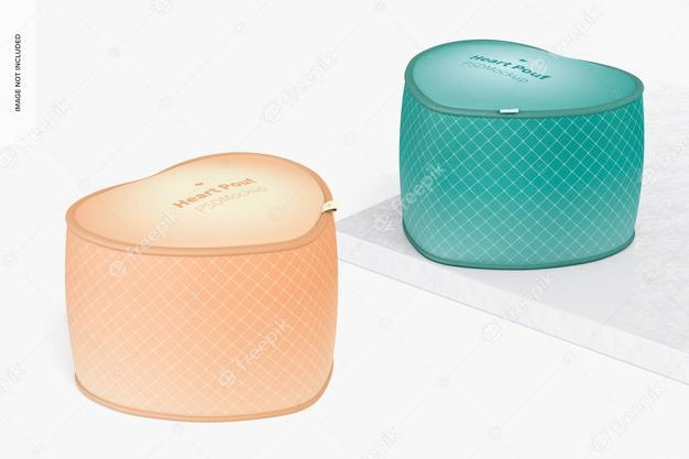 Heart Poufs Mockup, Perspective Psd