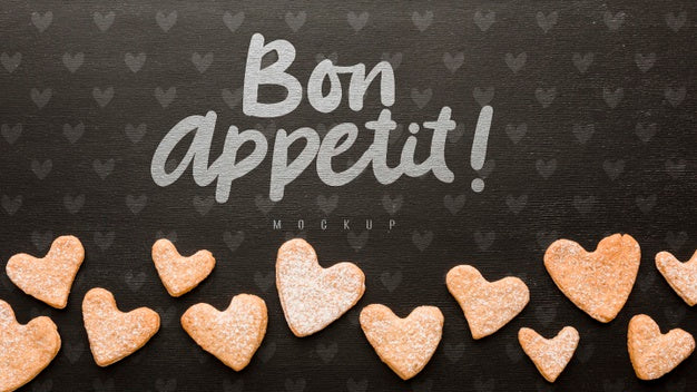 Heart Shaped Cookies Top View Psd