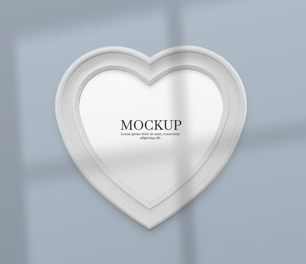 Heart White Frame With Shadow Mockup Psd