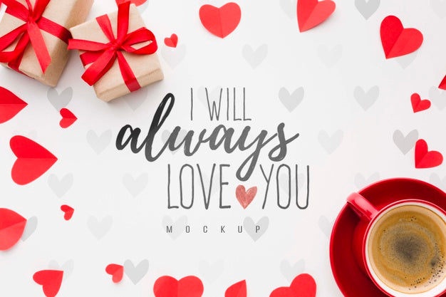 Hearts And Coffee Arrangement Psd