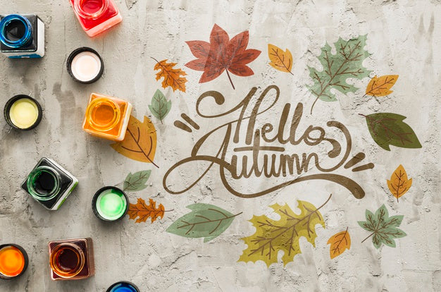 Hello Autumn Artistic Draw Concept Psd