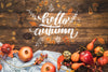 Hello Autumn Calligraphy With Fall Food Psd