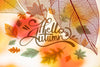 Hello Autumn Lettering With Translucent Leaves Psd