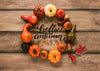 Hello Autumn Mock-Up Surrounded By Natural Decor Psd
