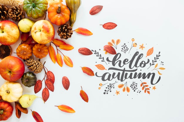 Hello Autumn Quote On White Background Psd