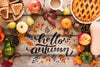 Hello Autumn Quote Surrounded By Delicious Food Psd