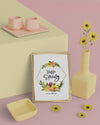 Hello Spring Card With 3D Ornaments Psd