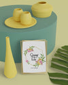 Hello Spring Card With 3D Vases Design Psd