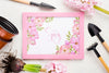Hello Spring Mockup With Flowers Psd