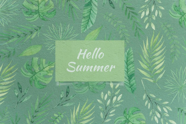 Hello Summer Card Mockup With Nature Concept Psd