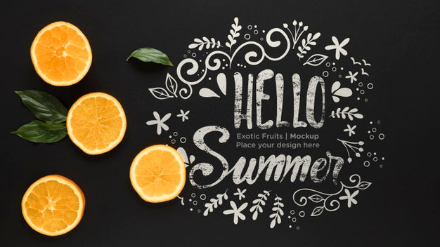 Hello Summer Concept With Oranges Psd