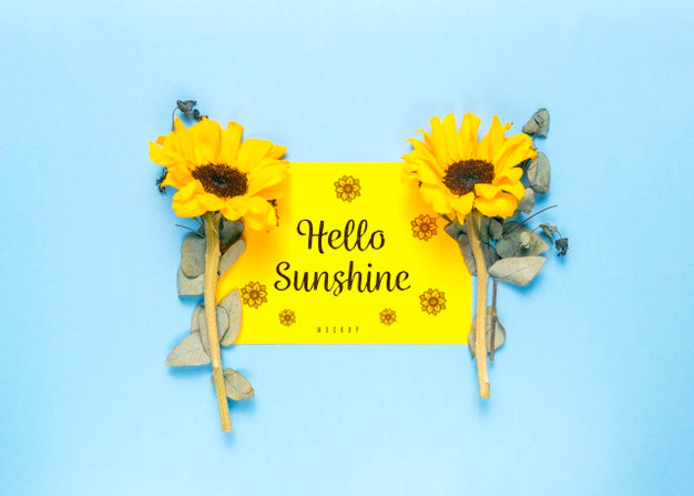 Hello Sunshine Mock-Up Floral Design Psd