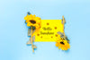 Hello Sunshine Mock-Up With Flowers Psd