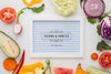 Herbs And Spices Card Surrounded By Veggies Psd
