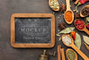 Herbs And Spices Mock-Up With Blackboard Psd
