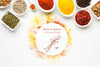 Herbs And Spices Mock-Up With Bowls Top View Psd
