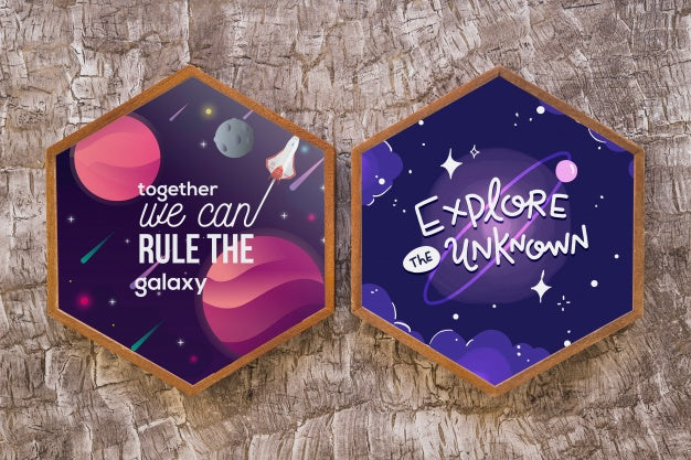 Hexagonal Frame Mockup With Quote Concept Psd