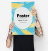 Hiding Behind A Colorful Poster Mockup Psd
