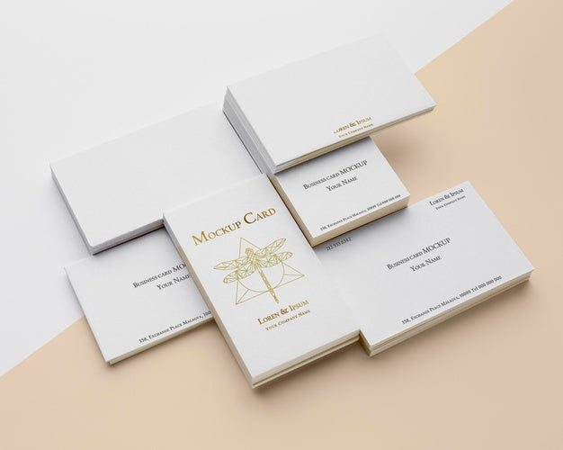 High Angle Arrangement Of Mock-Up Business Card Psd
