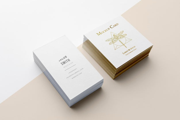 High Angle Arrangement Of Mock-Up Business Card Psd