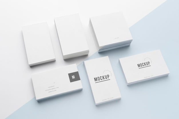 High Angle Arrangement Of Mock-Up Business Card Psd