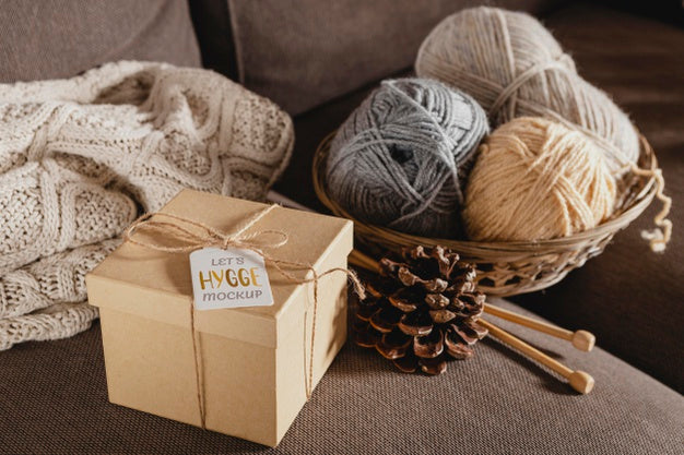 High Angle Arrangement With Gift And Thread Psd