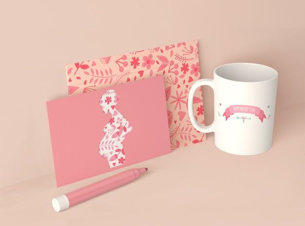 High Angle Assortment For Mother'S Day With Card Scene Creator Psd