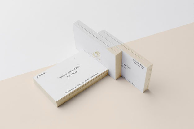 High Angle Assortment Of Mock-Up Business Card Psd