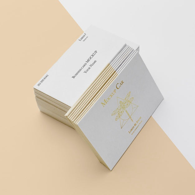 High Angle Assortment Of Mock-Up Business Card Psd