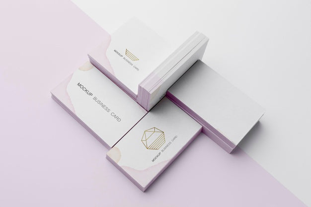 High Angle Assortment Of Mock-Up Business Card Psd