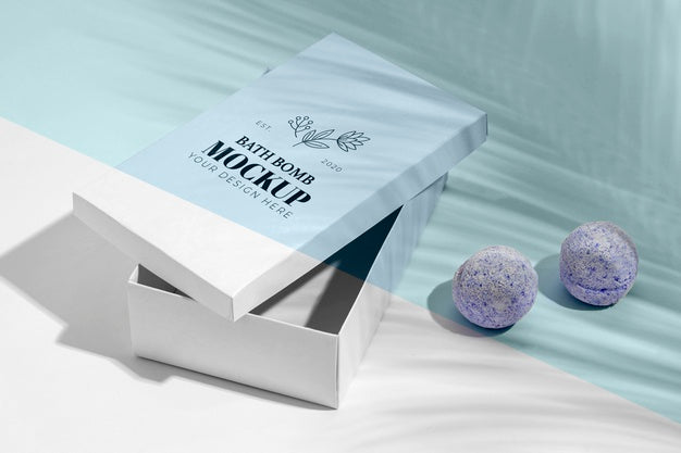 High Angle Bath Bomb And Box Mock-Up Psd