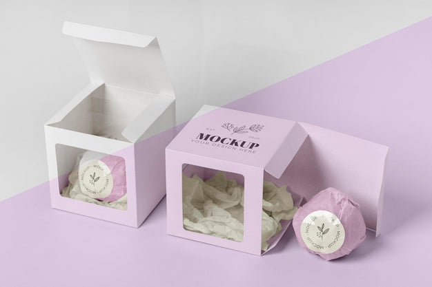 High Angle Bath Bomb In Pink Wrapping Psd