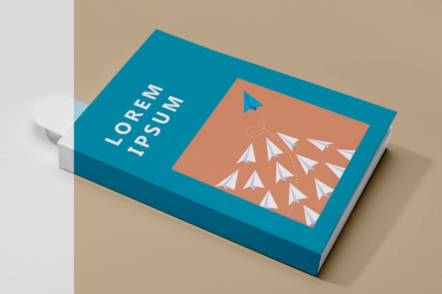 High Angle Book Mock-Up With Bookmark Psd