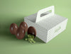 High Angle Box With Chocolate Eggs Beside Psd
