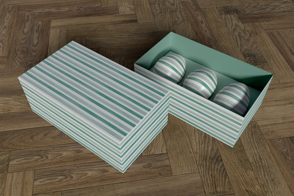 High Angle Box With Painted Eggs Psd - Mockup Hunt