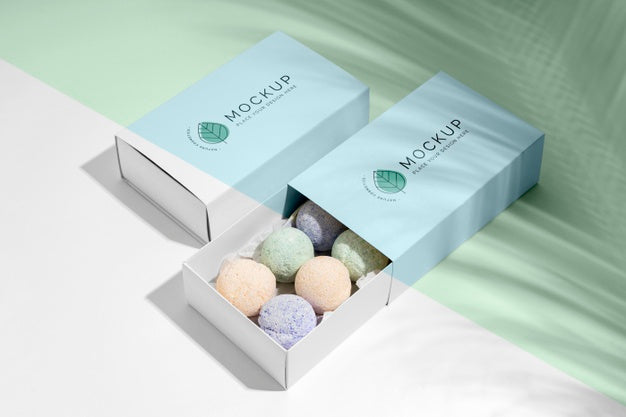 High Angle Boxes With Bath Bombs Psd