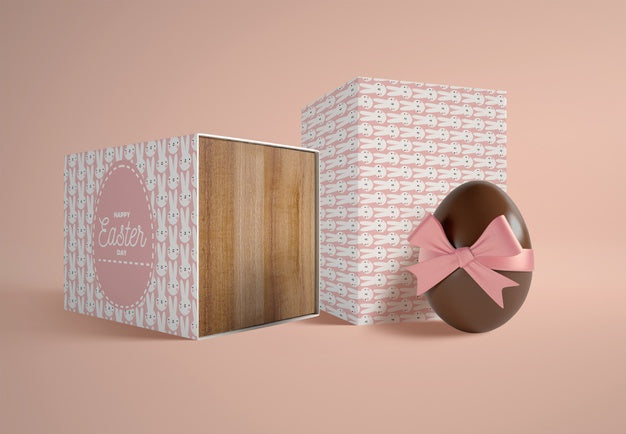 High Angle Boxes With Chocolate Eggs Psd