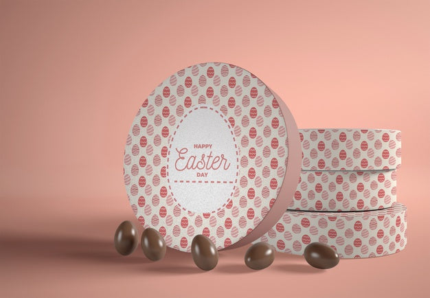 High Angle Boxes With Chocolate Eggs Psd