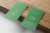 High Angle Business Cards On Wooden Board Psd