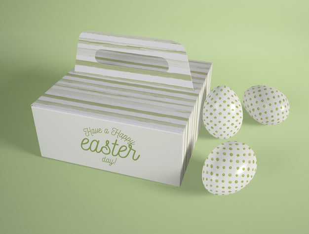 High Angle Cartoon Box With Eggs Psd