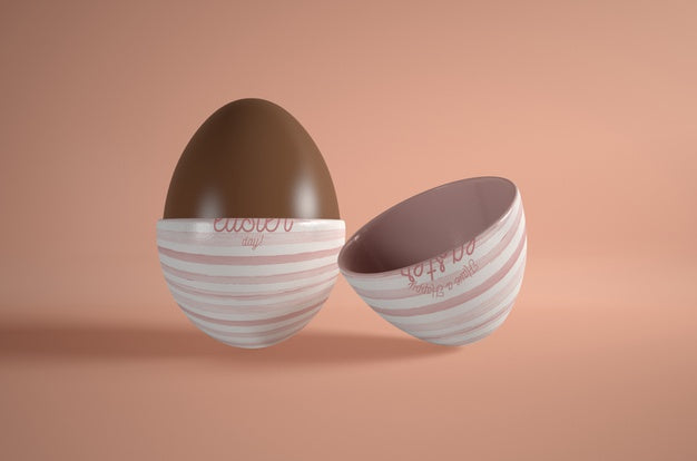 High Angle Chocolate Egg On Table Psd