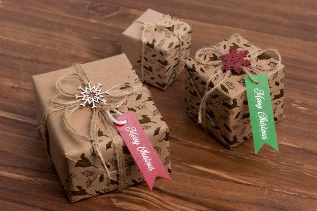 High Angle Christmas Presents Psd